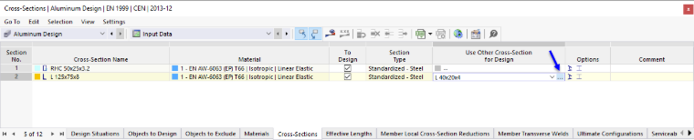 Utiliser une autre section pour le calcul