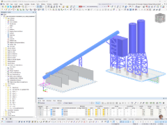 Modèle 3D d'une centrale à béton, créé avec le logiciel RFEM.