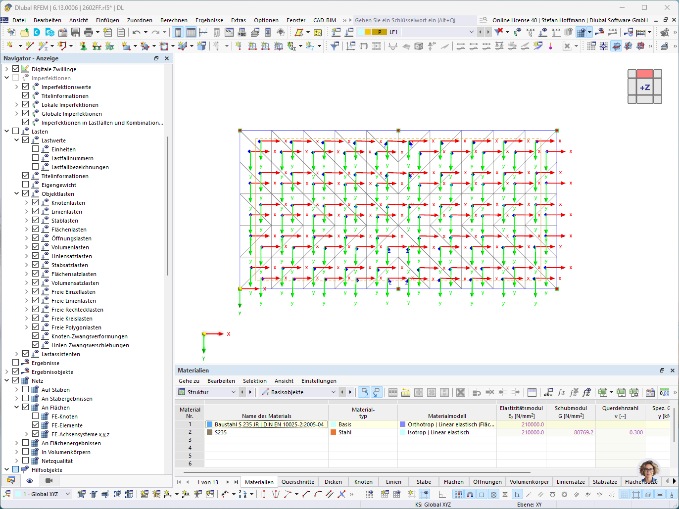 L’image montre l’orientation du maillage EF dans RFEM 6
