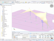 Modèle 3D d’une charge agissante illustrant une membrane dans une analyse statique.