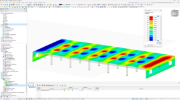 Modèle 3D d'une dalle monolithique en béton armé avec calcul au poinçonnement et optimisation du ferraillage selon RFEM 6.
