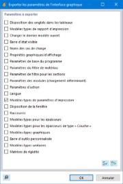 Boîte de dialogue avec options de modèles activées pour les paramètres d’impression de l’interface graphique.