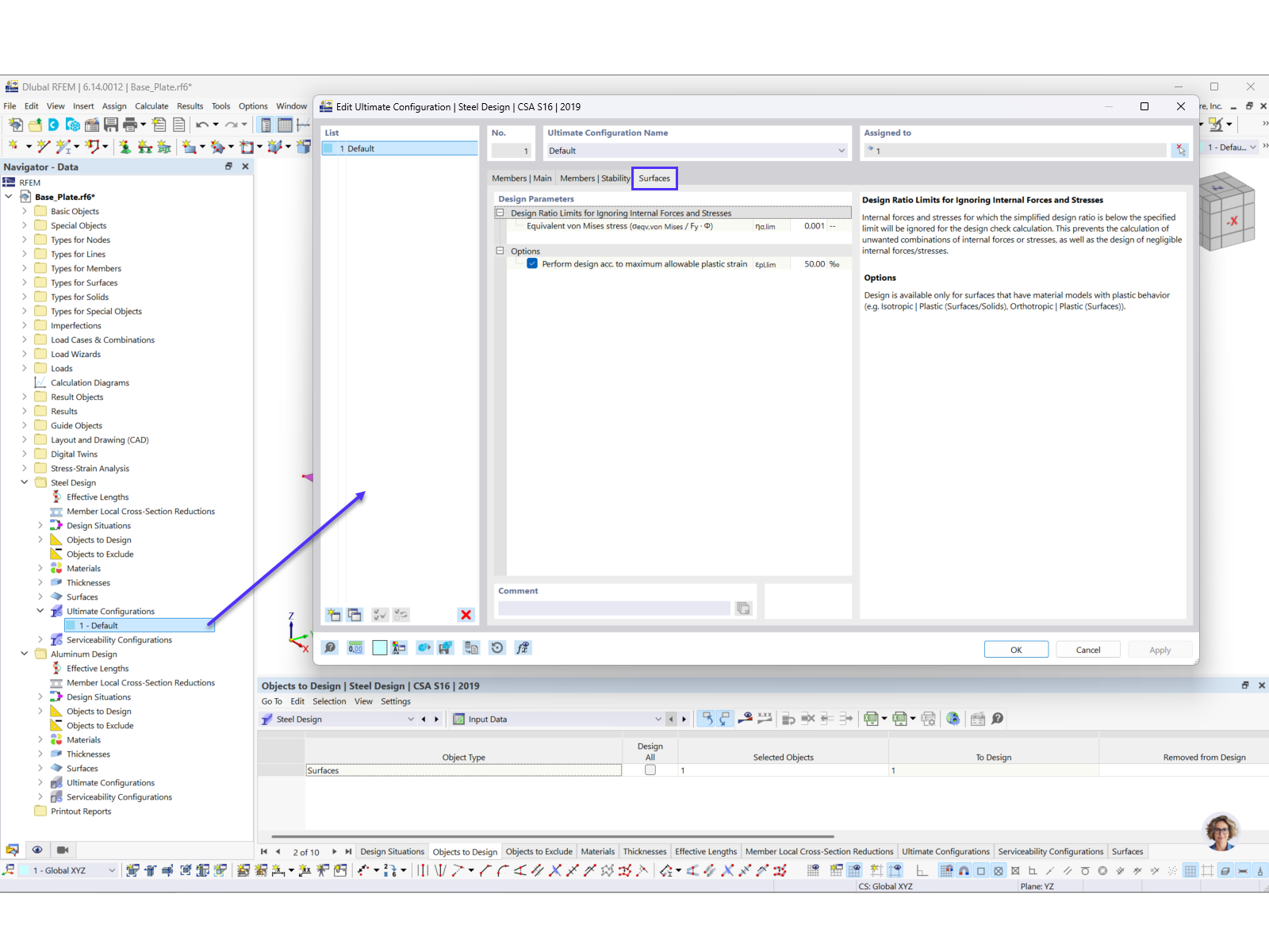 Configuration pour l’état limite ultime