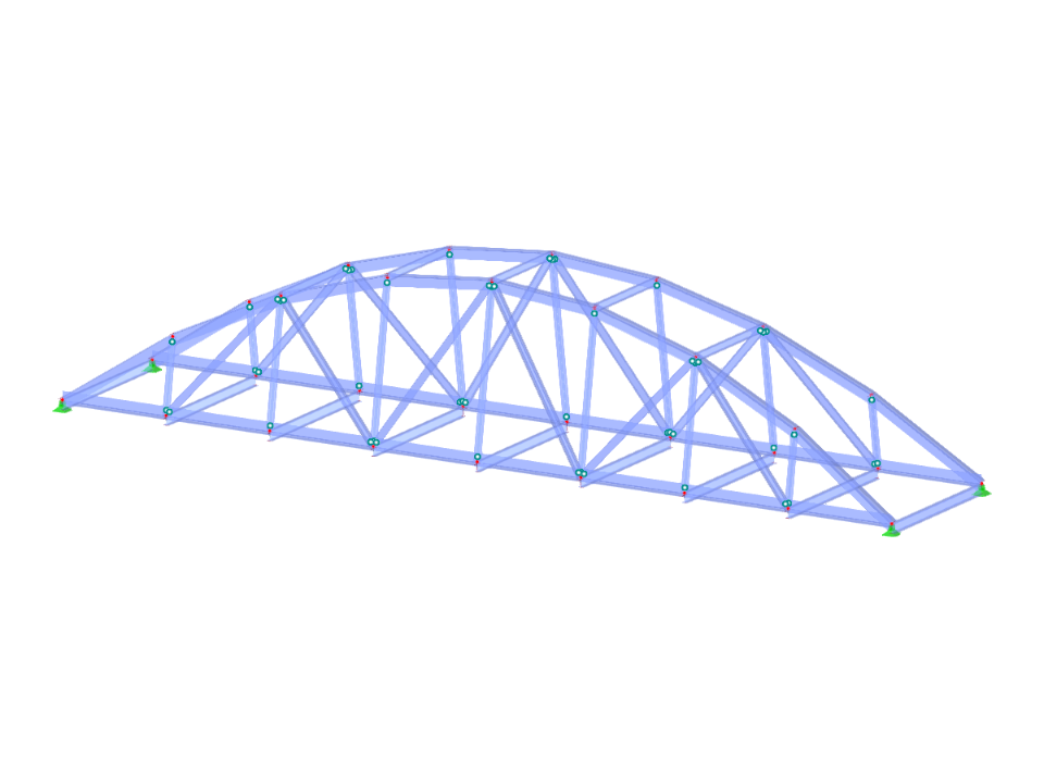 Fermes latérales inclinées vers l'intérieur avec membrures supérieures paraboliques sur un pont à poutres en treillis en anse de panier améliorent son efficacité architecturale et structurelle.
