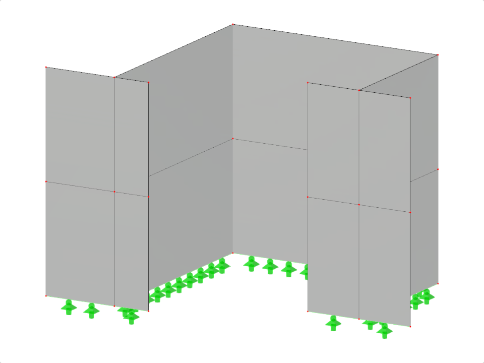 Structure murale en forme de C avec un nombre variable d'étages démontrant différentes configurations et la stabilité de la structure sous conditions de charge.