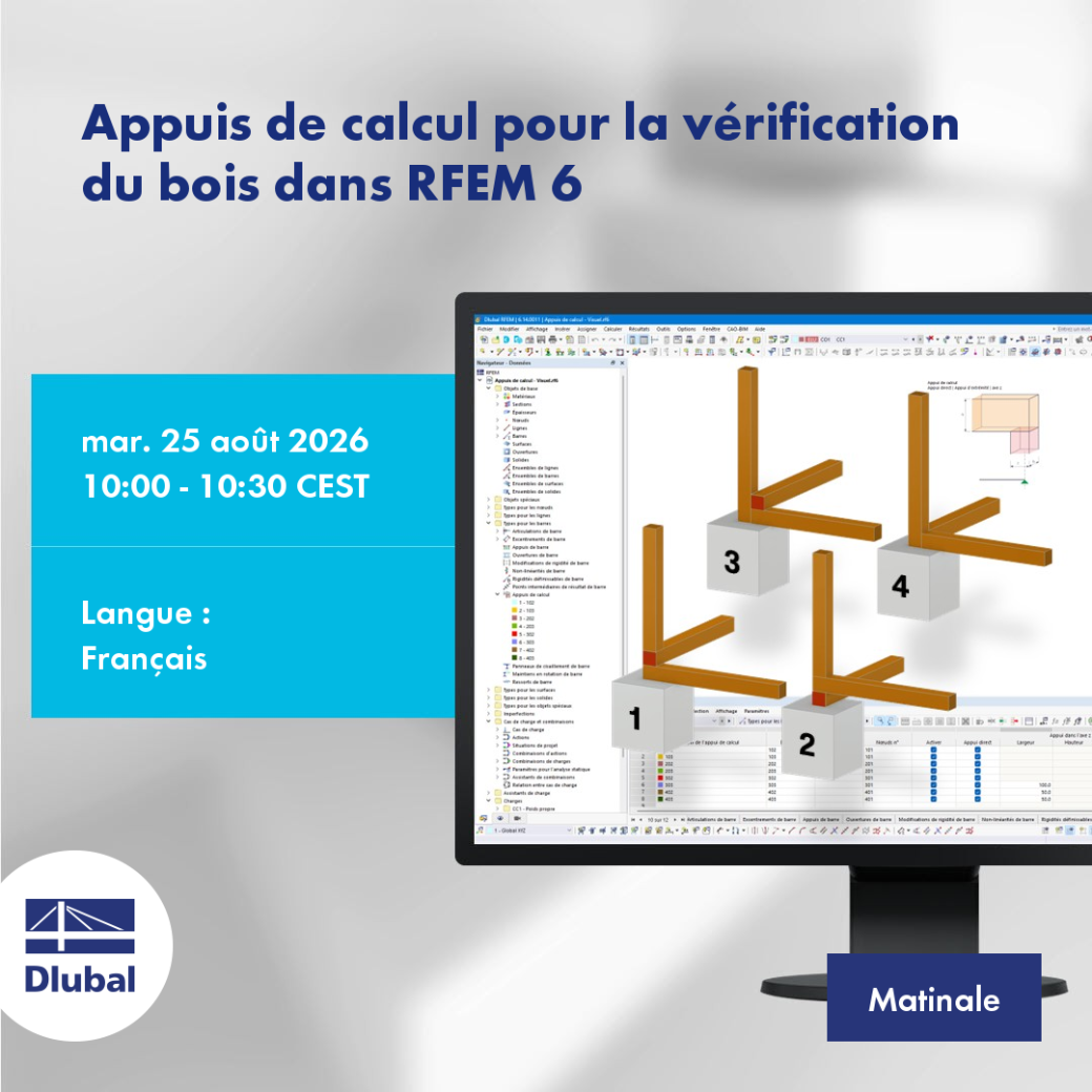 Appuis de calcul pour la vérification du bois dans RFEM 6