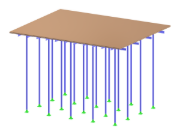 Vue détaillée d'une structure d'étaiement avec répartition libre de la charge rectangulaire représentée.