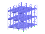 Calcul de structure d’un système de rayonnage à palettes incliné présentant des éléments de conception de configurations de rayonnages en acier.