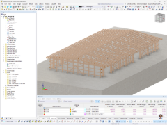 Affichage d’une halle en bois lamellé-collé en Ukraine, modélisé dans RFEM.