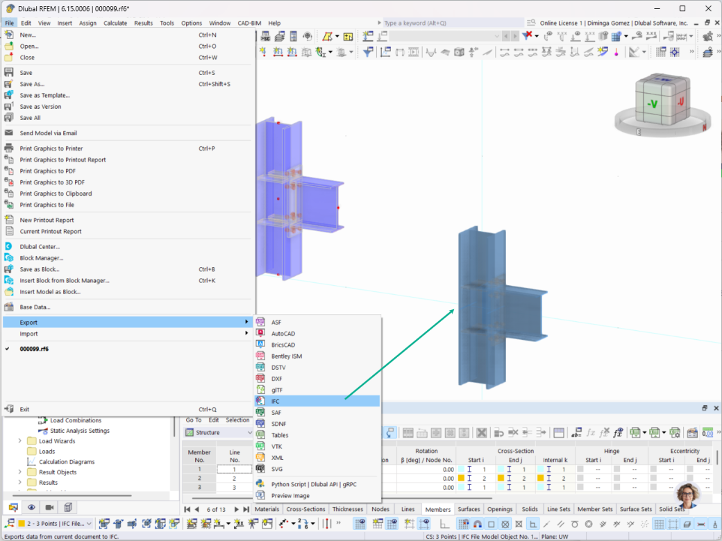 Export d’assemblages en acier depuis le modèle RFEM vers un fichier IFC