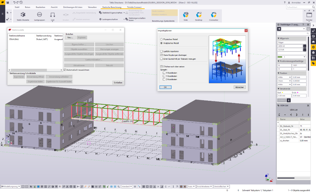 Trasferimento del modello fisico da Tekla Structures a RFEM