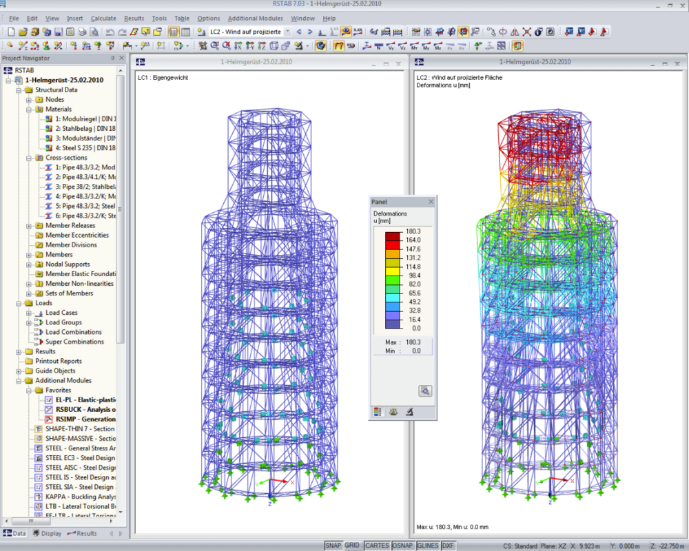 Ponteggi per la ristrutturazione del campanile a Kerpen, Germania | Progettato con RFEM da IB Klimpel, Bochum, Germania | www.ib-klimpel.de