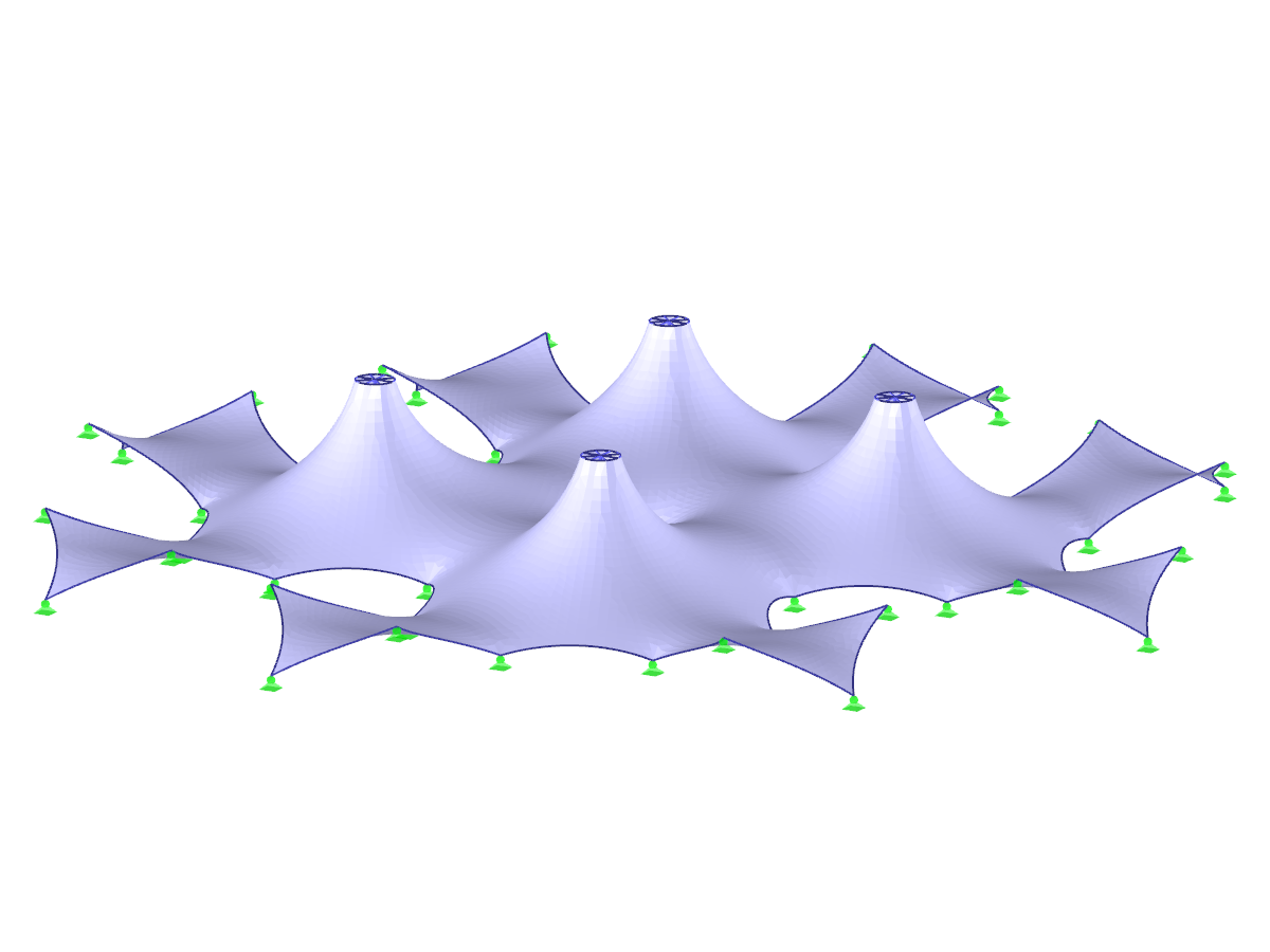 Mesh agli elementi finiti deformata dopo il form-finding