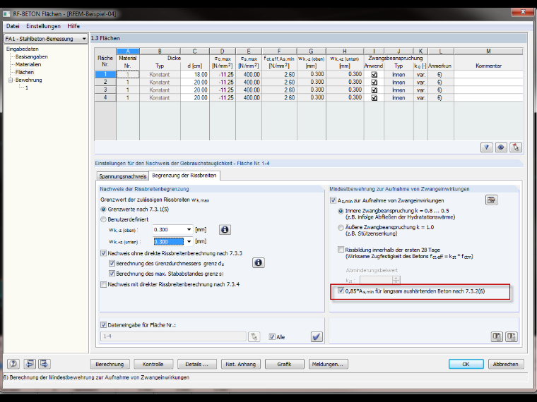 Riduzione dell'armatura minima per calcestruzzi a lento indurimento
