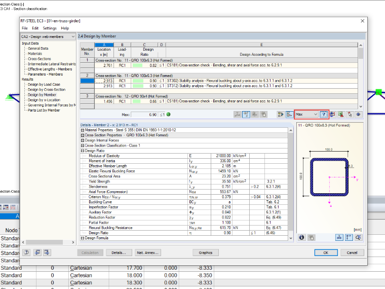 Progettazione massima per asta