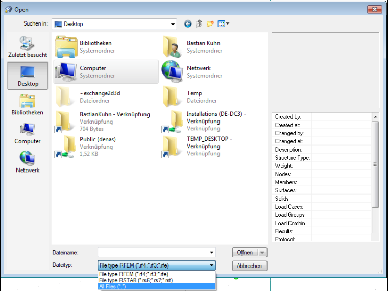 Apertura del modello RX-TIMBER in RFEM 5 o RSTAB 8