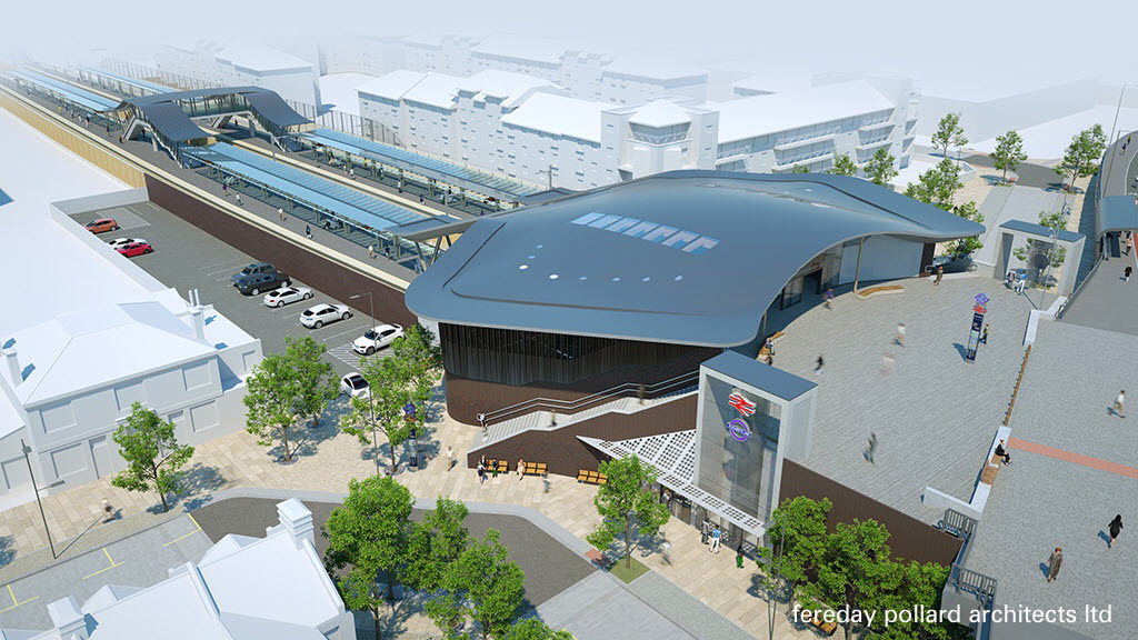 Animazione della stazione della Crossrail a Abbey Wood (© Fereday Pollard Architects Ltd.)