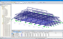 Modello 3D della struttura della copertura del palcoscenico in RSTAB (© KREBS + KIEFER)