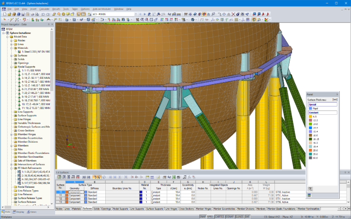 Particolare dettaglio dei controventi in RFEM