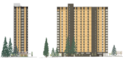 Rendering di edifici (© Acton Ostry Architects e University of British Columbia)