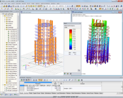 3D-Modell des Aussichtsturmes und Verformungsfigur in RFEM (© Harrer Ingenieure)