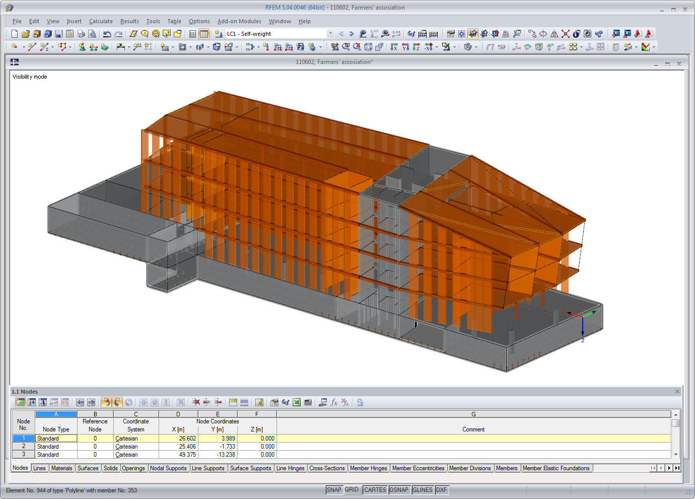 RFEM-Modell des „Haus der Bauern“ (© Göppert Bauingenieure)