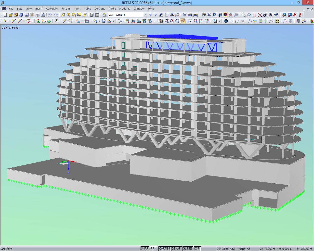 Modello spaziale di hotel in RFEM (© Sailer Stepan e Partner)