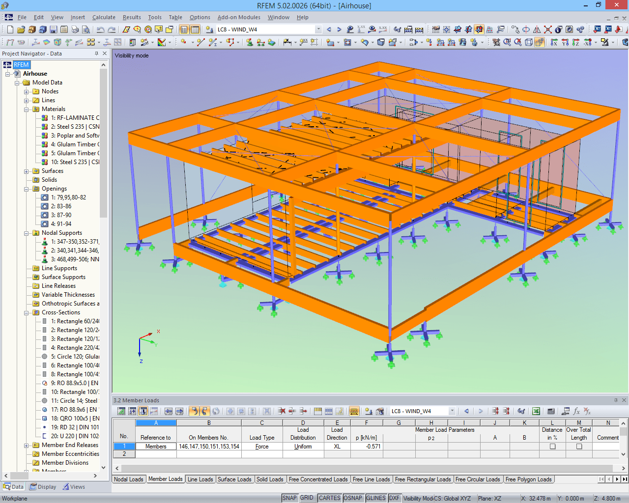 Modello analitico di "AIR House" in RFEM (© ČVUT)