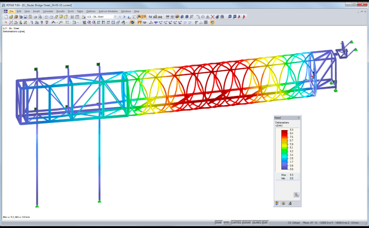 Modello con deformazione visualizzato in RSTAB (© Gartner Steel and Glass GmbH)