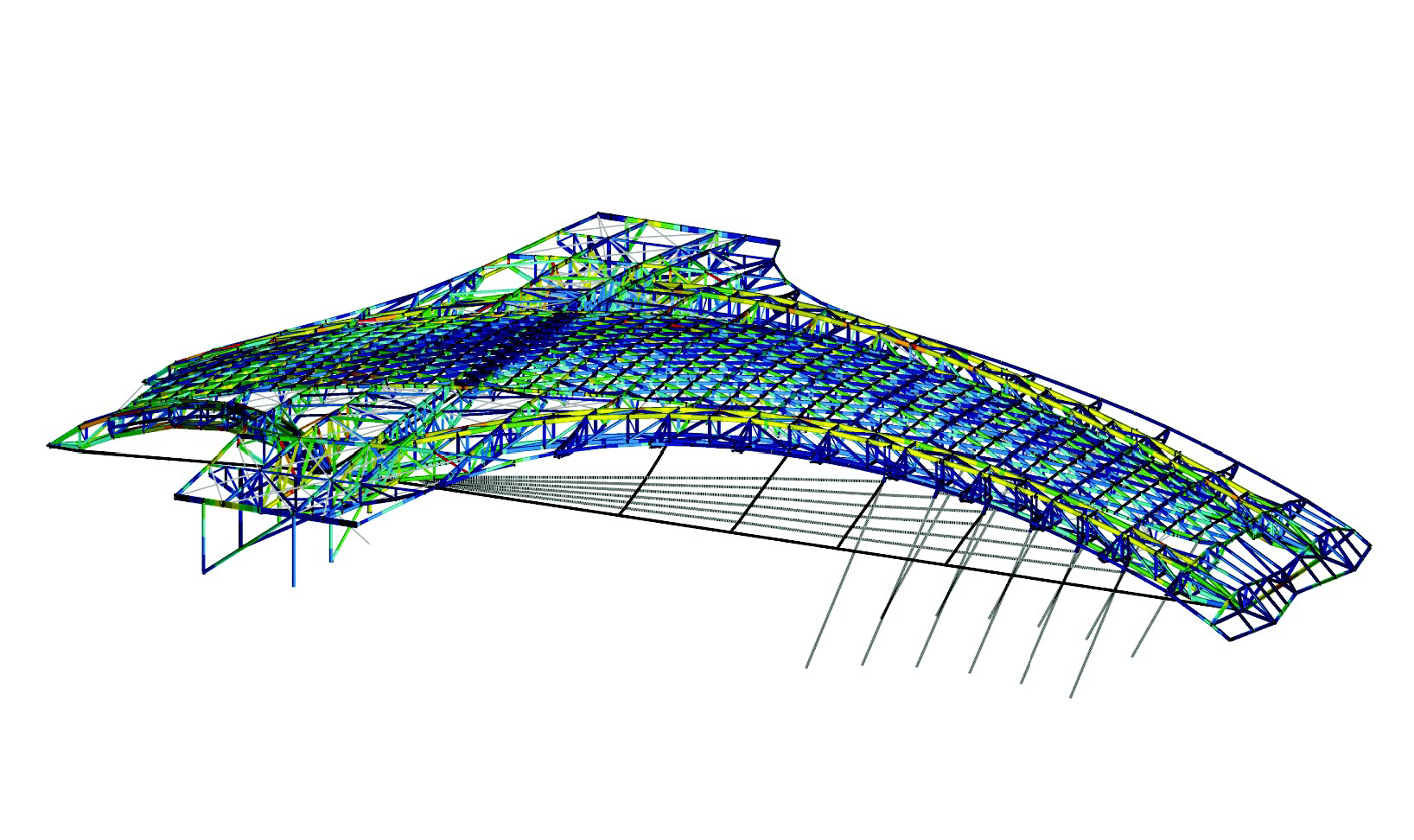 RSTAB-Rechenmodell des Main Arch (© Bollinger+Grohmann)