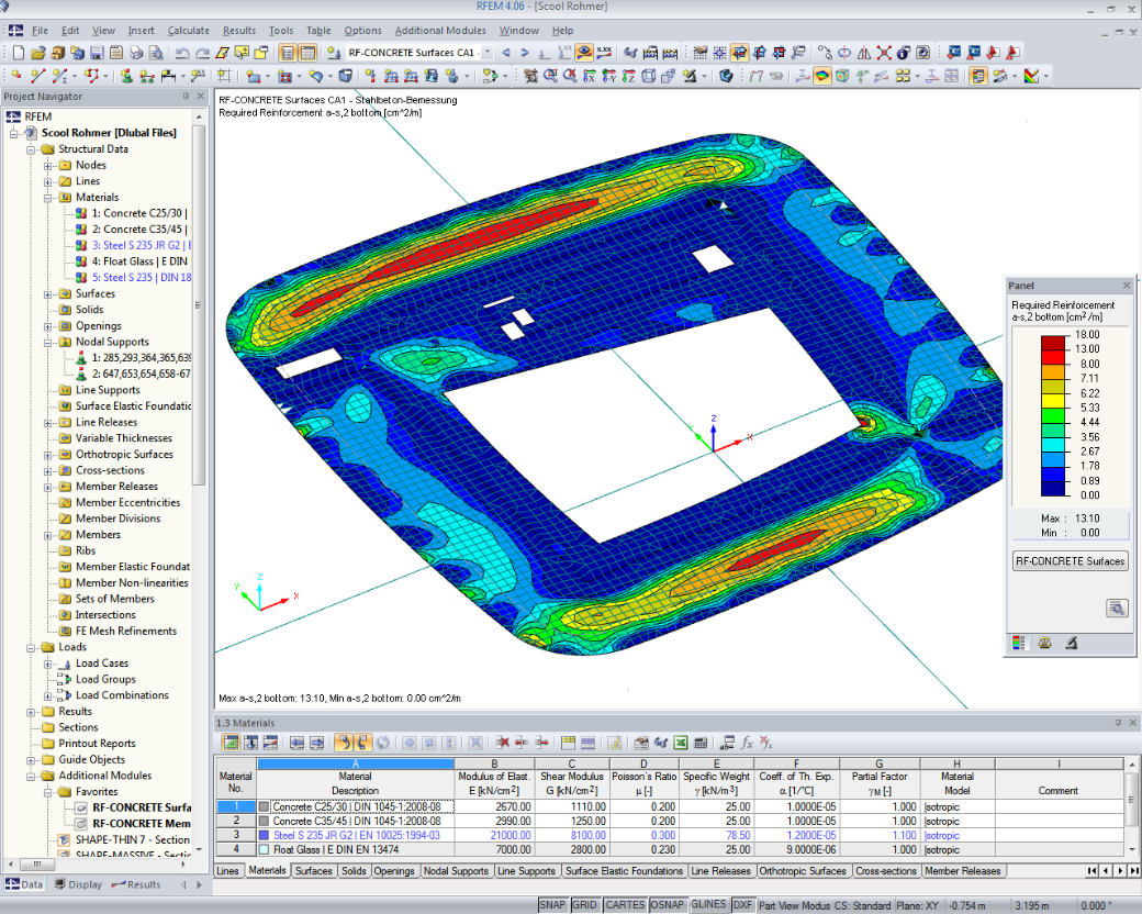 Progettazione di pavimenti in RF-CONCRETE Surfaces (© Rohmer)