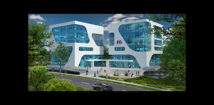 3D-Visualisierung der beiden FC-Campus-Gebäude (© 3deluxe)