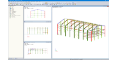 Varie viste di un capannone 3D in RFEM (© Albyr)