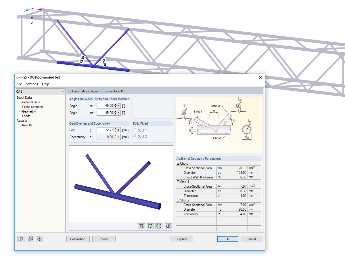 Visualizzazione della finestra 1.3 Geometria in RF-/HSS
