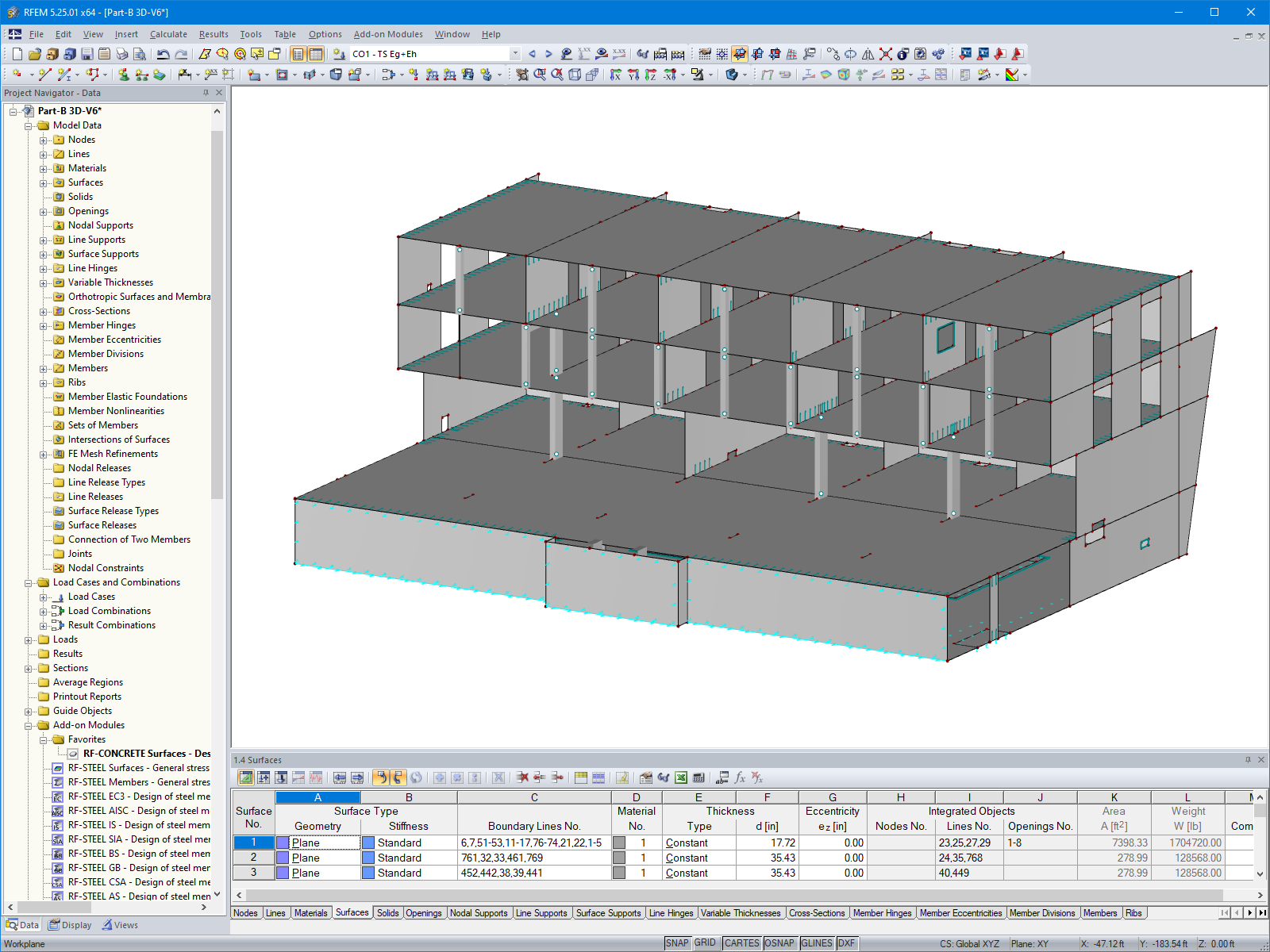 Componente B del centro del villaggio in RFEM (© Dipl.-Ing.Rainer Zangerle)