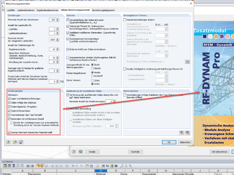 Utilizzo delle non linearità in RF-/DYNAM Pro