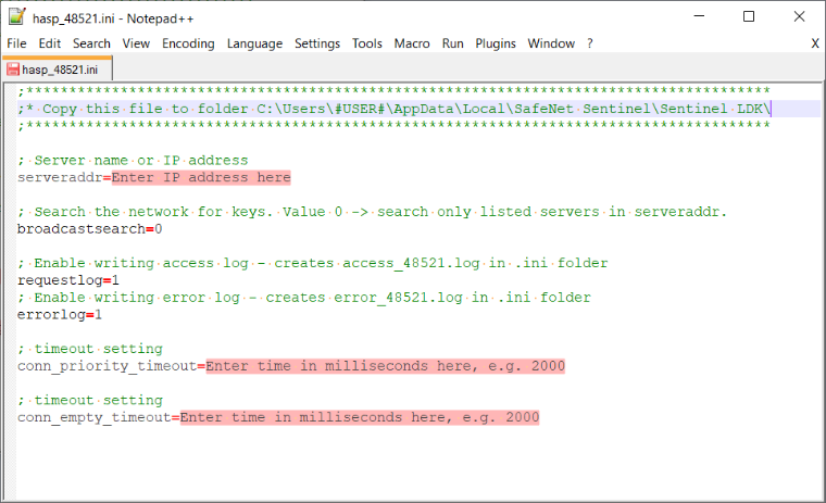 Parametri del file hasp_48521.ini
