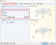 Finestra di dialogo "Modifica superficie" con definizione di vincolo esterno