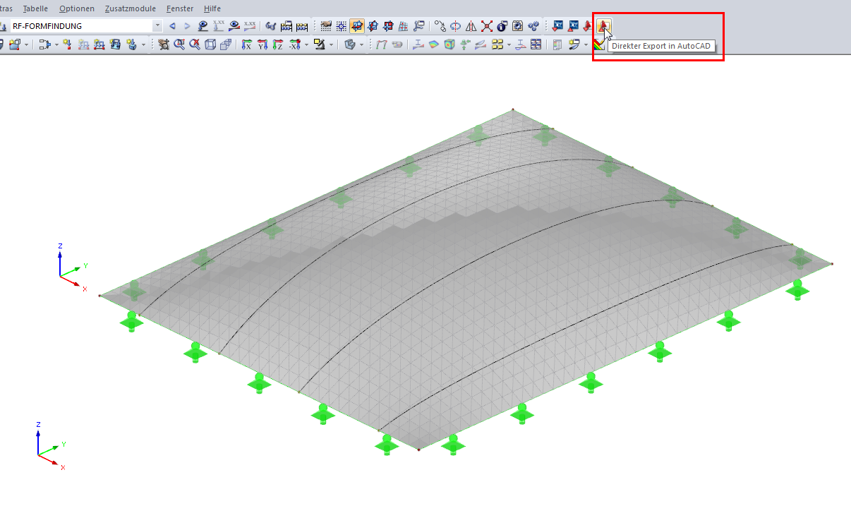 Pulsante per l'esportazione diretta in AutoCAD