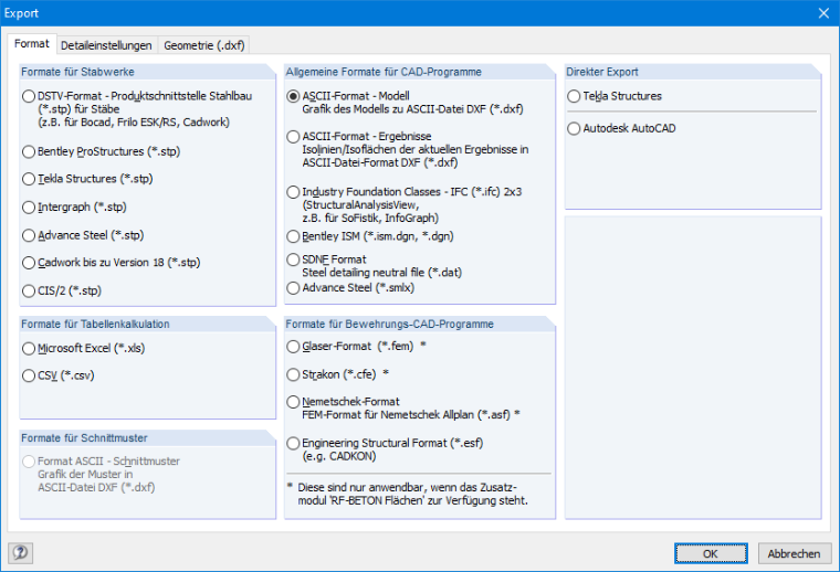 Esporta interfacce in RFEM