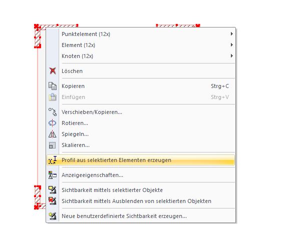 Creazione di sezioni trasversali da elementi selezionati