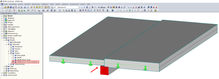 RFEM Modello con nervatura con diversi spessori di piastra