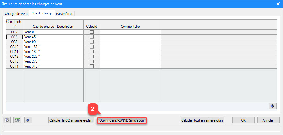 Trasferimento di parametri definiti per la simulazione in RWIND