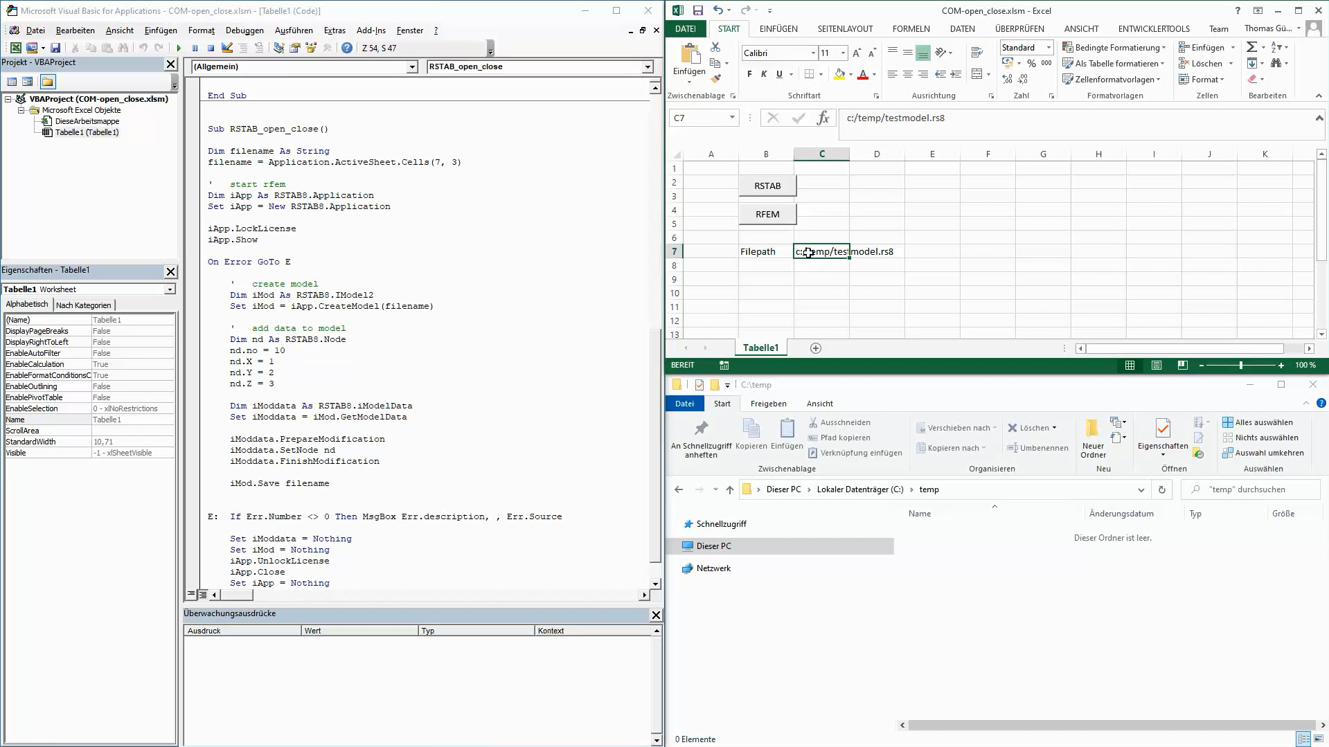 Macro VBA e cartella di destinazione per il file di prova