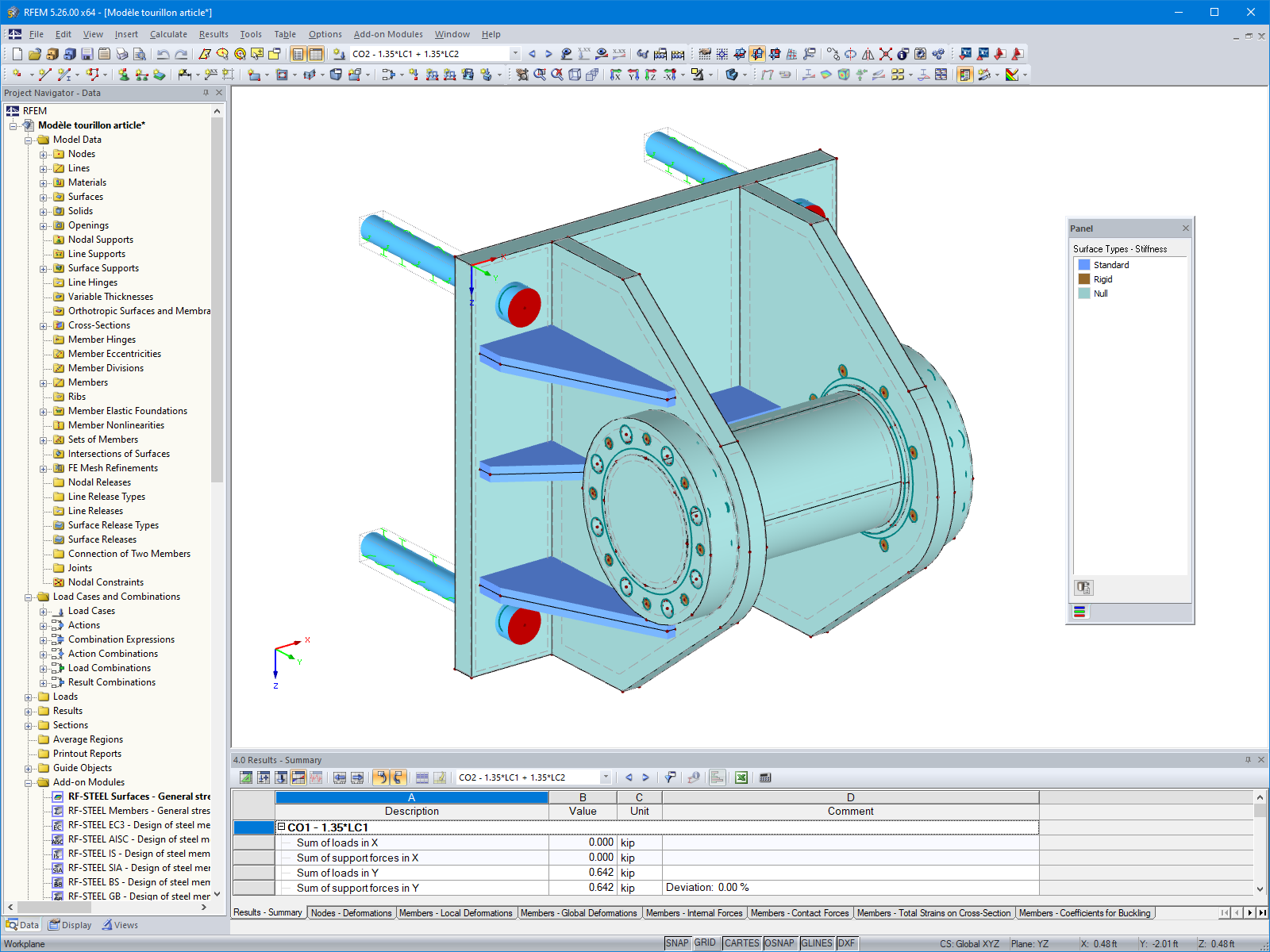 Modellazione 3D con elementi finiti di un perno in RFEM (© AGICEA)