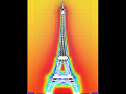 Modello della Torre Eiffel con mappa dei colori