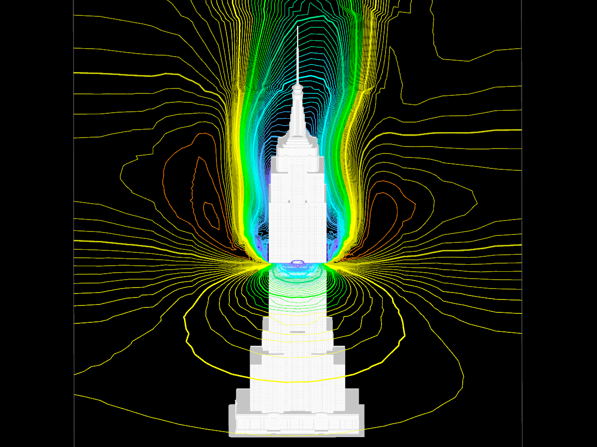 Empire State Building con isolinee di rendering orizzontali