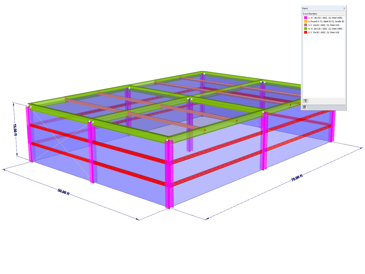 AISC Design Guide 26 – Esempio 2.1 Struttura in acciaio in RFEM
