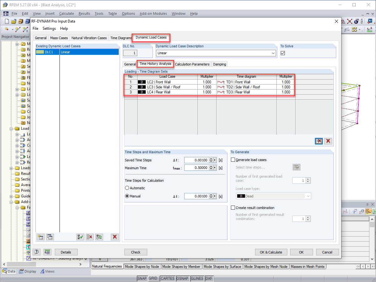 Impostazioni per il diagramma temporale e il carico superficiale RFEM in RF -DYNAM Pro - Forced Vibrations