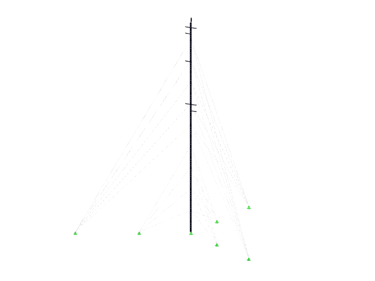 Modello 3D Met Mast in RFEM (© m3-ZT GmbH)